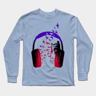 Headphone Music Harp Long Sleeve T-Shirt